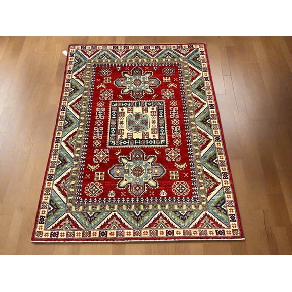 Kazak Red 5X7 Handmade Wool Rug # 12534