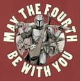 thumbnail image 2 of Women's Star Wars: The Mandalorian Grogu and Din Djarin May the Fourth Be With You Graphic Tee Red Medium, 2 of 4