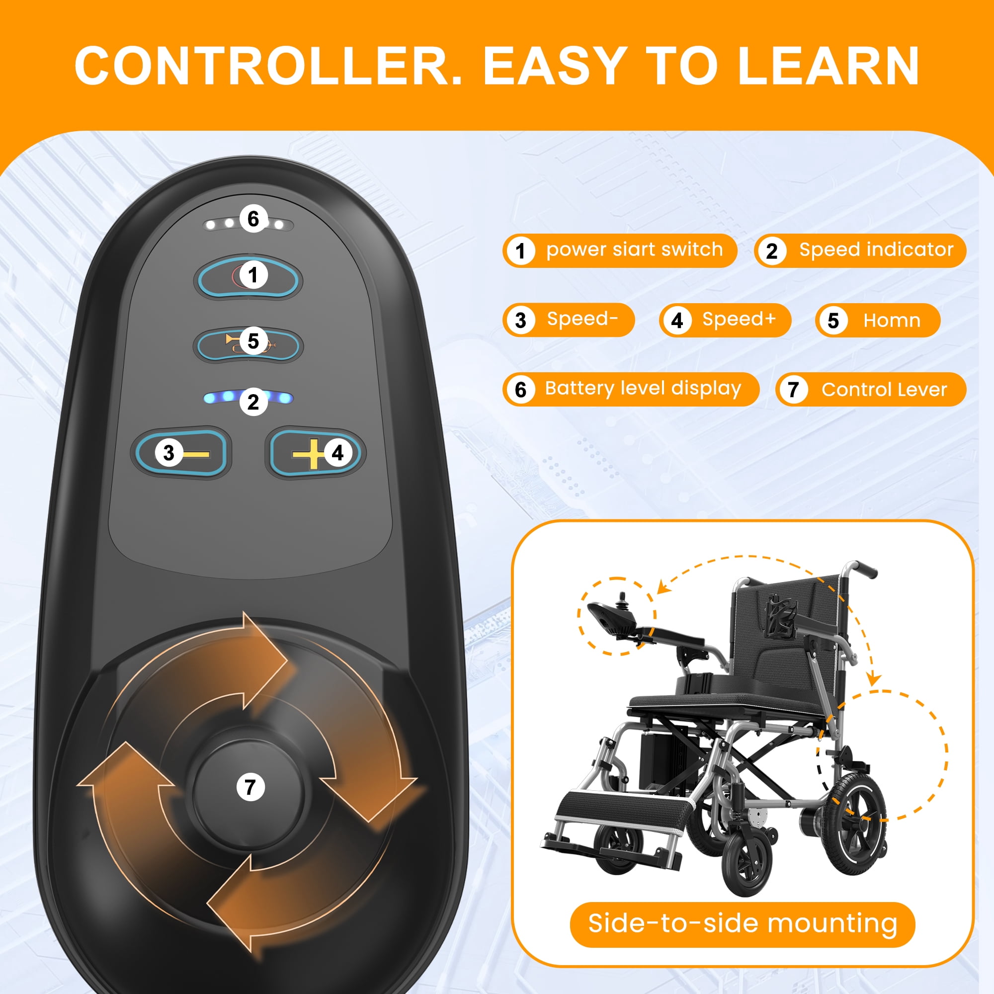 COOLHUT 37 Lbs Electric Wheelchair 25+ Miles Long Travel Range, Foldable & Lightweight Motorized Wheelchair with Safety Features Hold Up 350lbs 8-Year Warranty, Ideal for Seniors & Travel