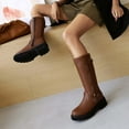thumbnail image 6 of Mostsola Motorcycle Boots for Women Fashion Biker Riding Boots Zip up Chunky MId Calf Boots, 6 of 9