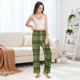 thumbnail image 5 of Dailycode Women's Pajama Pants Wide Leg Lounge Pj Bottoms With Pockets Polka Dot Green Plaid, 5 of 7