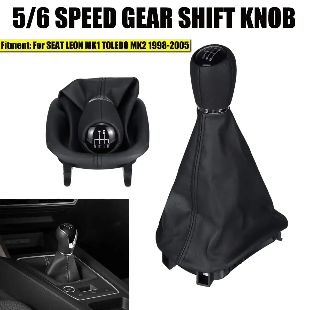 5/6 Speed for SEAT LEON MK1 for TOLEDO MK2 1998-2005 Car Gear Shift Knob Head Gear Shift Lever Stick With Gaitor Boot Cover