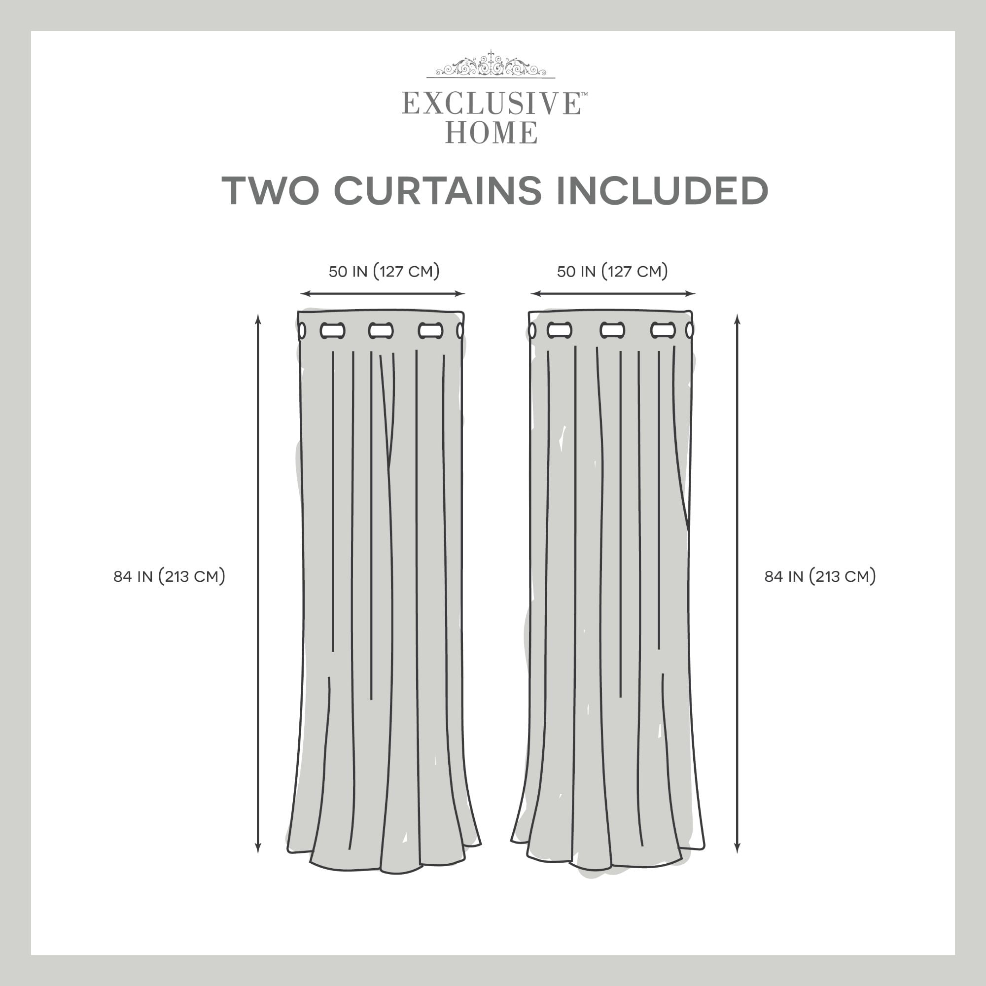 Exclusive Home Leia Room Darkening Blackout Grommet Top Curtain Panels, 50"x84", Charcoal, Set of 2