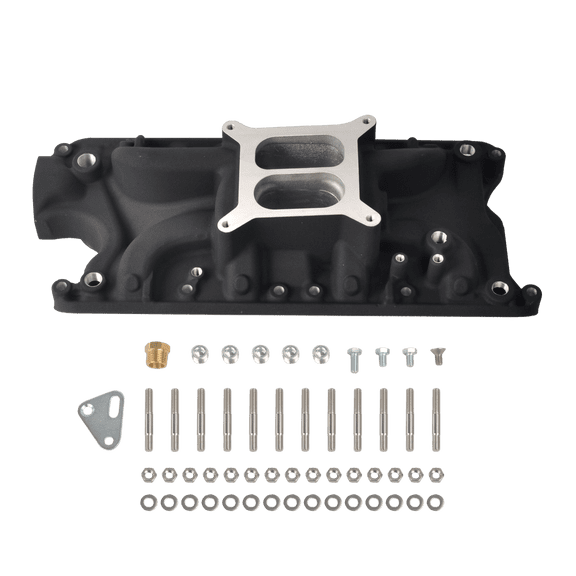 FGJQEFG Intake Manifold Aluminum Compatible with Small Block Ford SBF 260 289 302 Black
