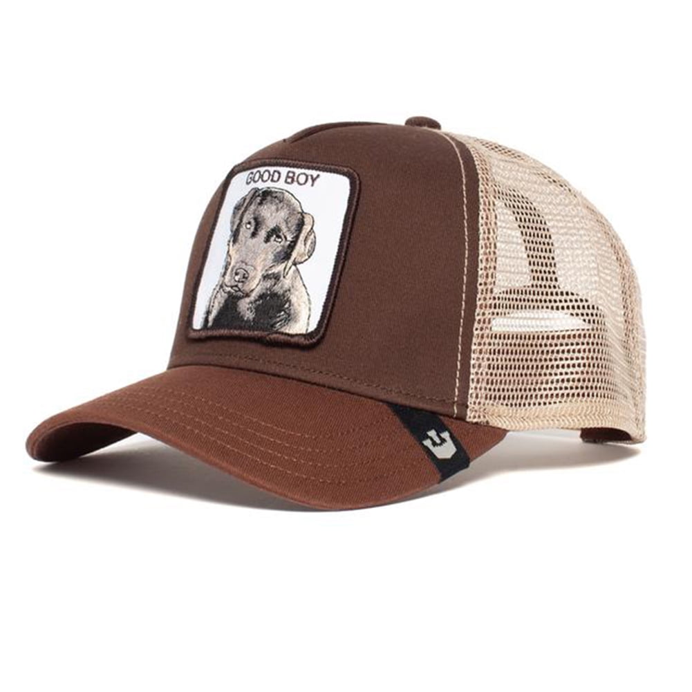 Goorin Animal Farm Trucker Snapback Hat Cap Sweet Chocolate Brown Good Boy Lab 