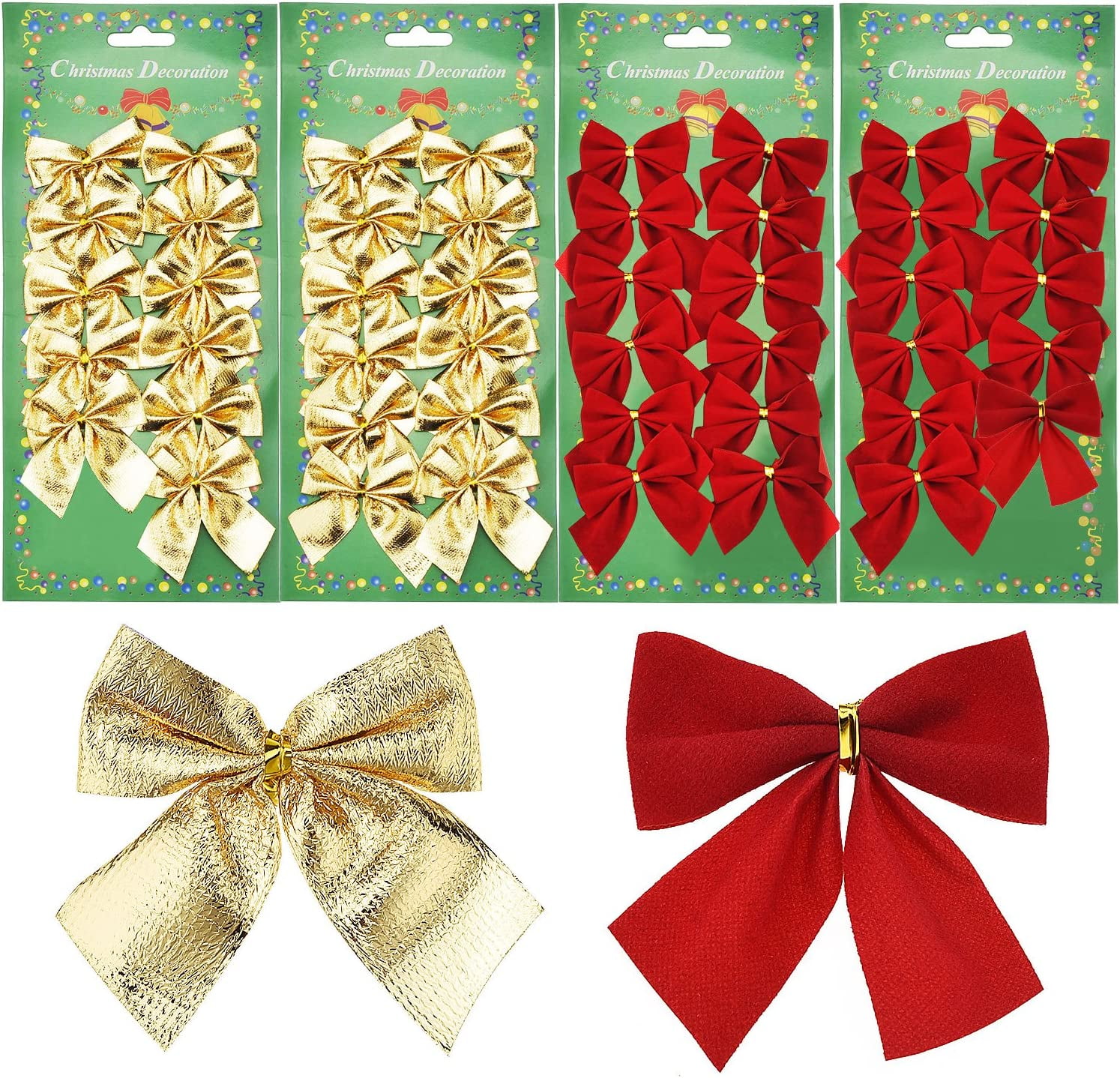 Happon Mini Bows for Christmas Tree, Crafts, Ornaments, Garland 48