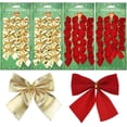 thumbnail image 1 of Happon Mini Bows for Christmas Tree, Crafts, Ornaments, Garland - 48 Pcs Indoor Outdoor Xmas New Year Decoration Bows (Red + Gold), 1 of 6