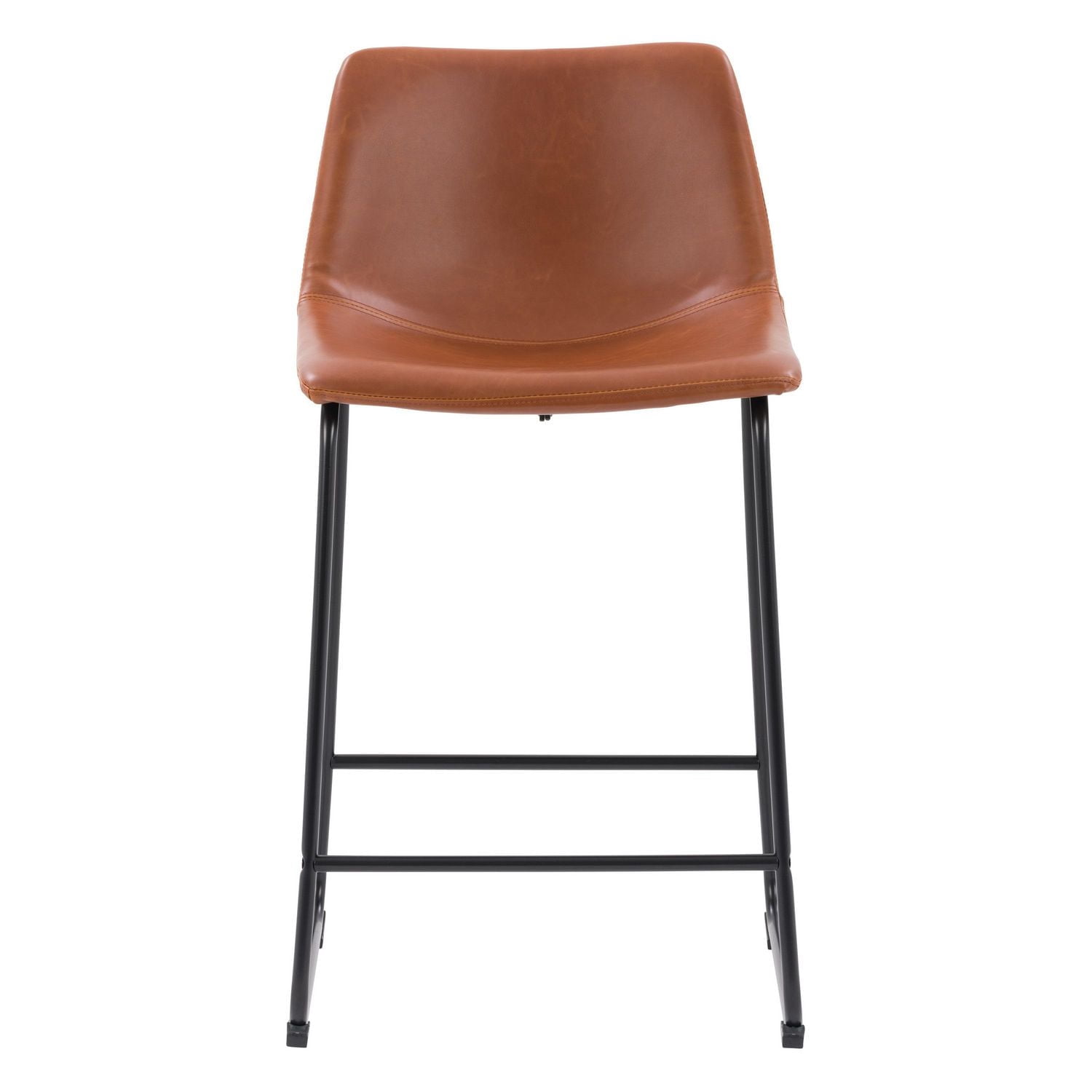 CorLiving Palmer Set of 2 Modern Mid Back Faux Leather Upholstered Counter Height Indoor Barstools