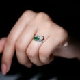 thumbnail image 5 of Rosec Jewels Natural Emerald Toi Et Moi Engagement Ring - Emerald Moissanite Ring for Women - AAA Quality - with Jewelry Box, 18K White Gold, US 10.00, 5 of 9