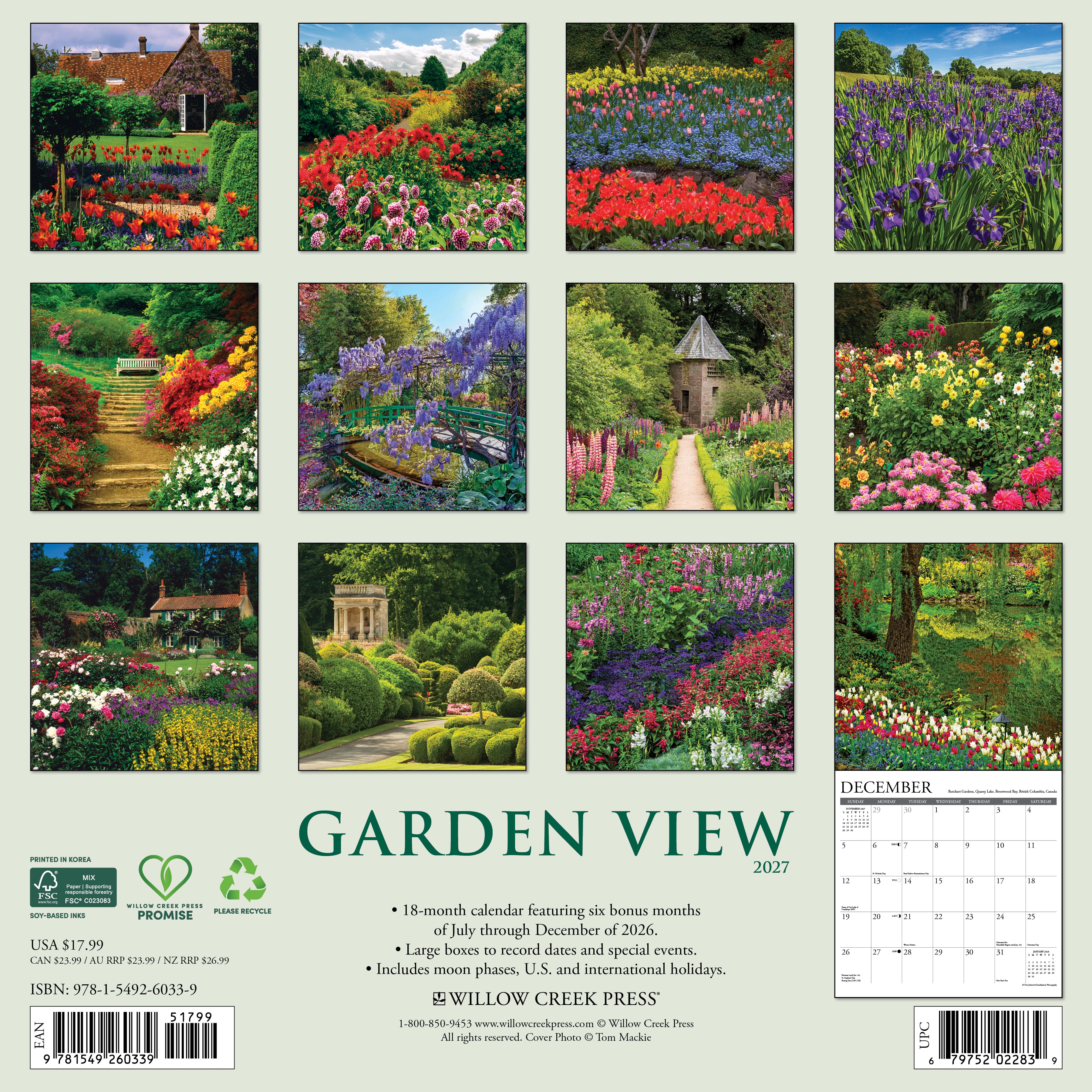 Willow Creek Press, Garden View 2027 Wall Calendar