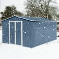 thumbnail image 4 of 10x12 FT Outdoor Storage Shed, Metal garden sheds with Shutter Vents Floor, Tool House for Storing Bicycles, Lawnmowers, Barbeques, Blue, 4 of 6