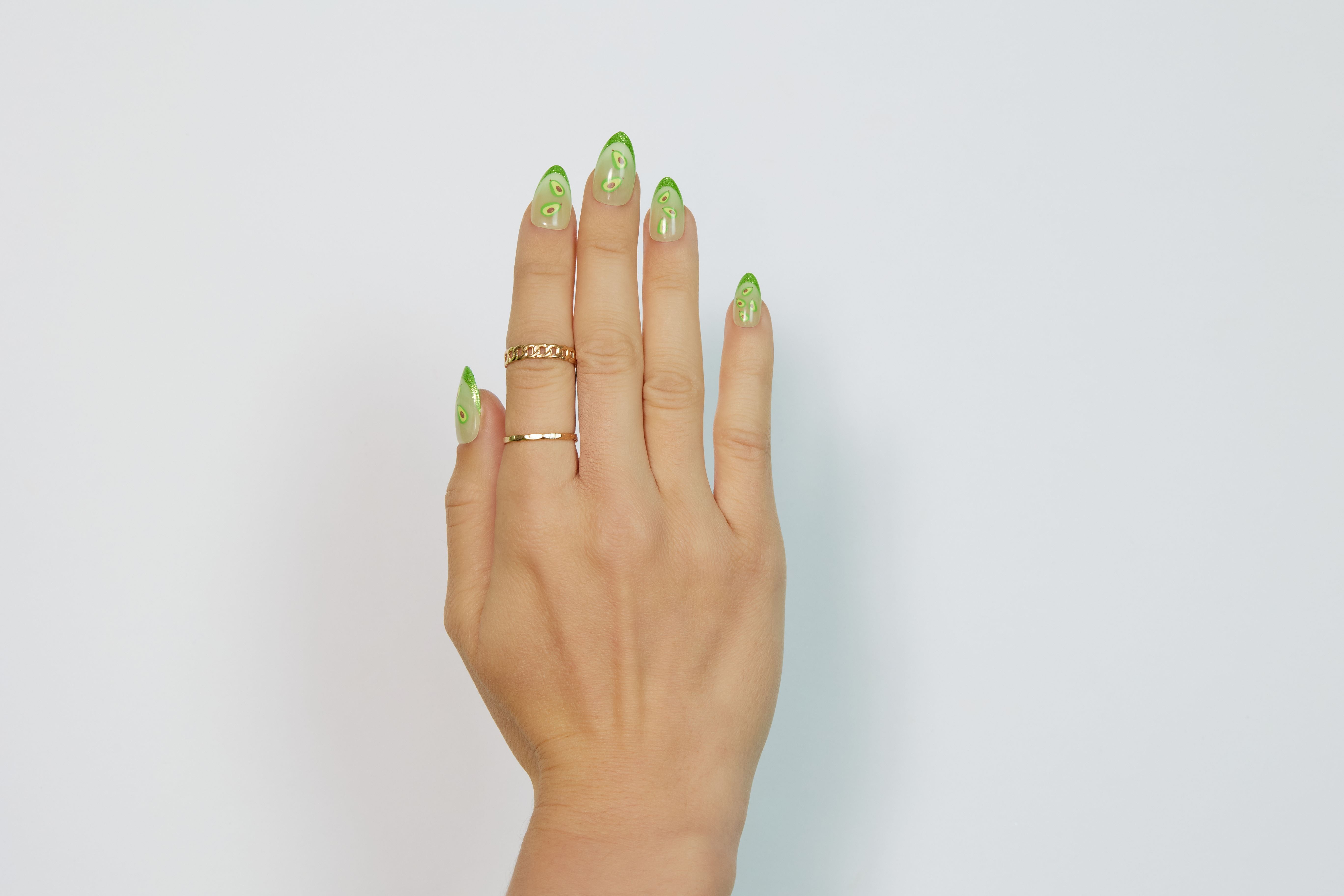 PaintLab Short Almond Press On Nails, Holy Guacamole, Green, 30 Count