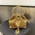 thumbnail image 3 of Bolso de mano de noche con borlas de diamantes para mujer, de lujo, de diseñador, con cadena, anillo de metal, asa, cristal brillante, para boda o fiesta, 3 of 5
