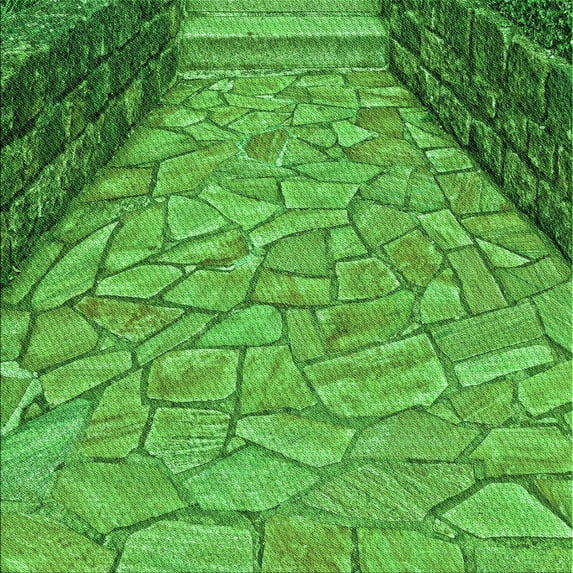 Ahgly Company Machine Washable Indoor Square Transitional Green Area Rugs, 5' Square