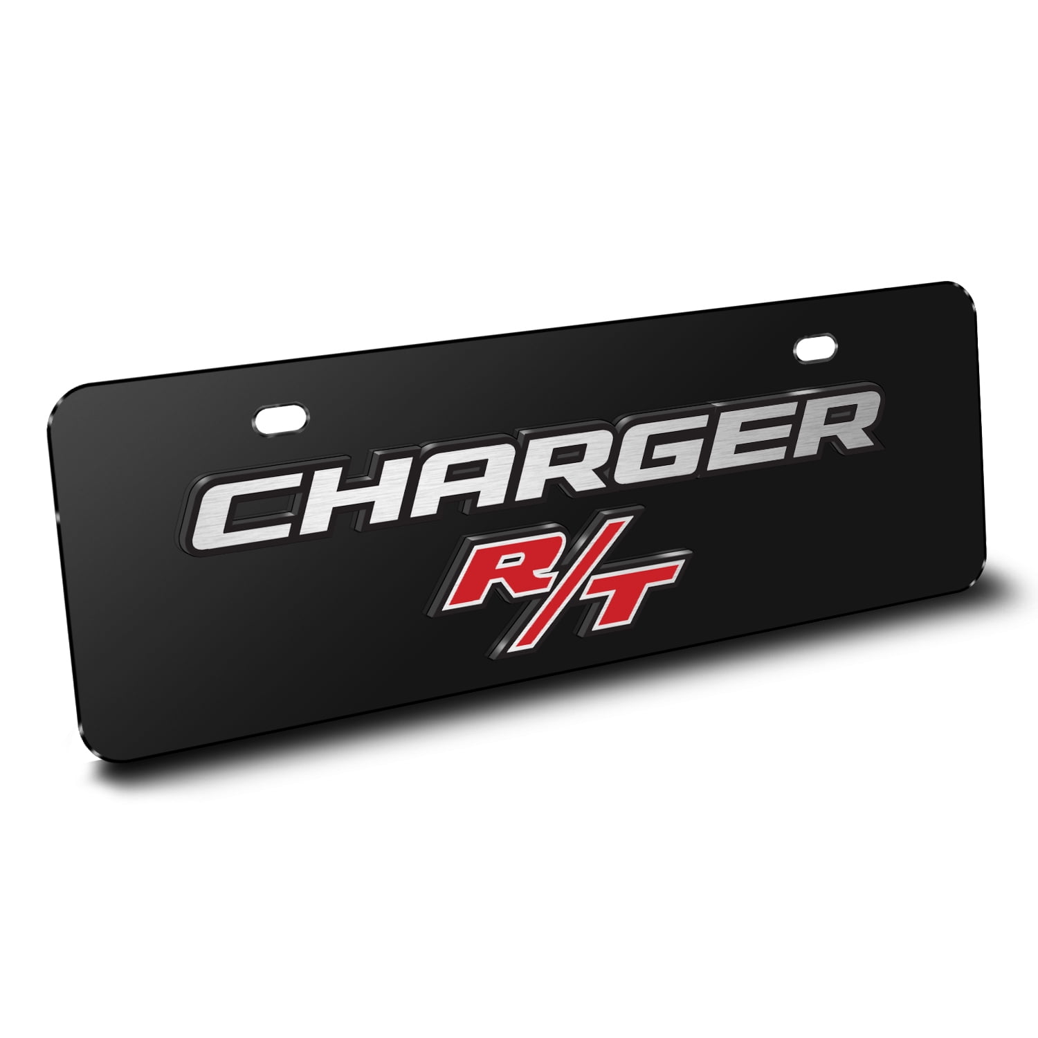 Dodge Charger R/T 3D Logo Black 12"x4" HalfSize Stainless Steel