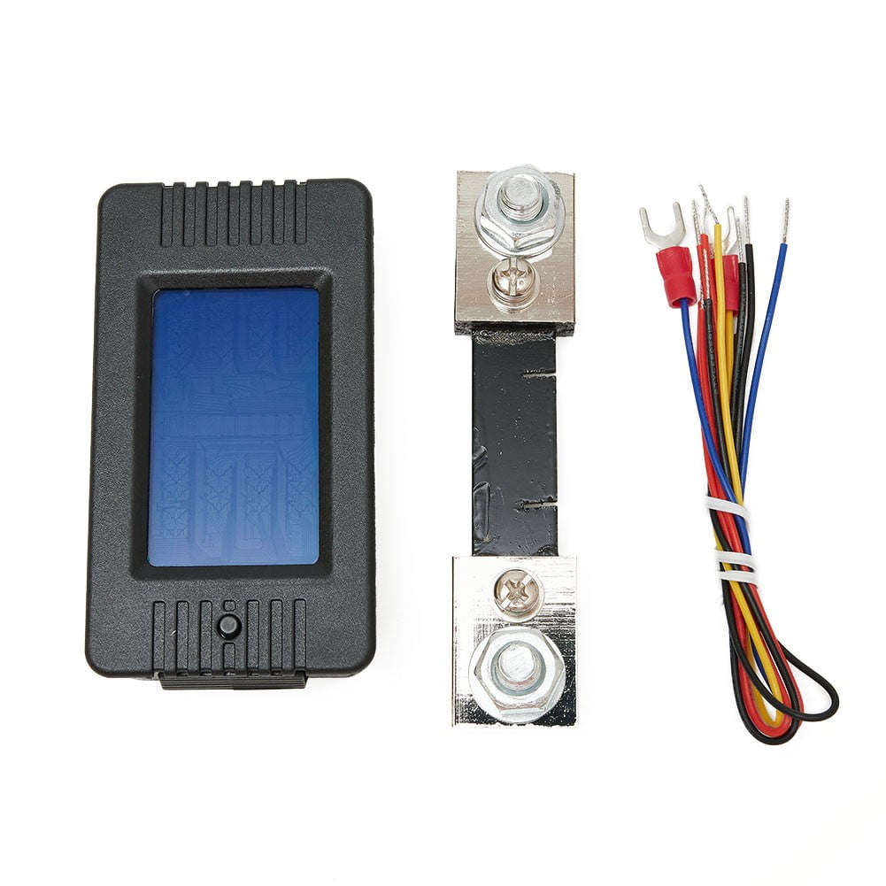 DC 9 in 1 Battery Monitor Meter with Shunt, 0-200V 0-100A LCD Display Digital Current Voltage Power Energy Meter, Easy Installation Multimeter Voltmeter Ammeter for Cars RV Solar System