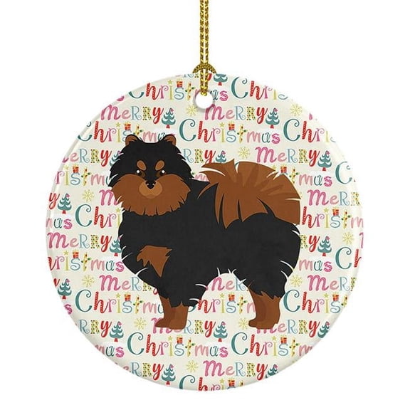 Pomeranian #2 Merry Christmas Ceramic Ornament 2.8 in x 2.8 in