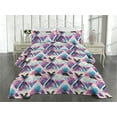 thumbnail image 2 of Ambesonne Vintage Quilted Coverlet 2 Pcs, Overlapped Triangles Plot, Twin Size, Hot Pink Purple and Blue, 2 of 4