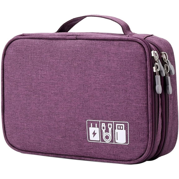 Travel Cord Cable Organizer Portable Electronics Accessories Carrying Bag Storage Case, Purple