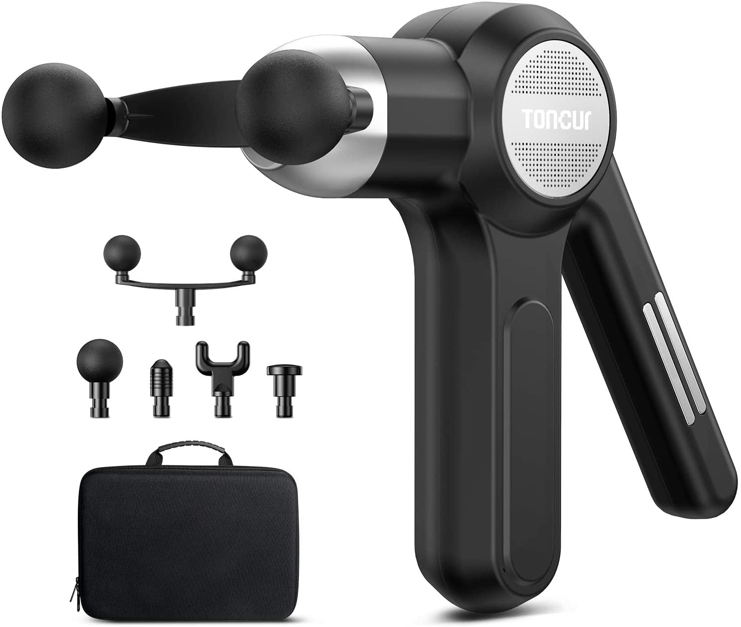 Massage Gun Toncur Double Handle Massager Gun Deep Tissue Muscle Massager Guns 6 Speed Level