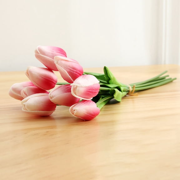 Artificial Tulips 1 Stems Light Pink PU Faux Flowers Artificial Tulip Flowers for Thanksgiving and Christmas Decorations Wedding Valentine's Day Home Decor, 14 Inch