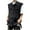 Black, variant on Rohuuque Men's Denim Vest Solid Motorcycle Collar Jean Vest Button Down Ripped Stretchy Distressed Battle Vest with Pocket Black
