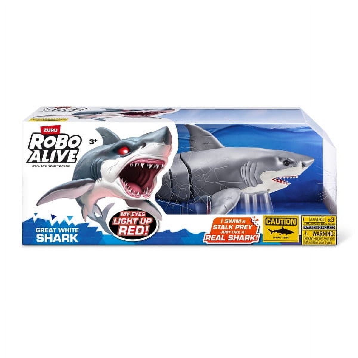 Robo Alive Great White Shark Series 1 by Zuru, BatteryPowered Robotic Light Up Shark Toy, Summer Poo(图3) Robo Alive Great White Shark Series 1 by Zuru, BatteryPowered Robotic Light Up Shark Toy, Summer Poo(图3)