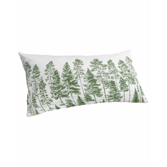 Green Pine Tree Pillow Covers King Size, Vintage Watercolor Botanical Soft Bed Throw Pillowcases Breathable Cooling Long Lumbar Body Pillow Sham Cover for Bed Sofa 20''x40''