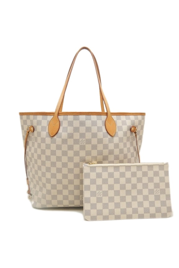 Pre-Owned LOUIS VUITTON Damier Azur Neverfull MM N41361 Tote Bag White Women's 253340 (Good)
