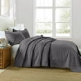 thumbnail image 2 of Queen Size Quilt Set, Greagle 3-Piece Ultrasonic Reversible Soft Warm Velvet Lightweight Bedspread Bedding Set with 2-Piece Pillow Shams, Gray, 90 x 90 in, 2 of 6