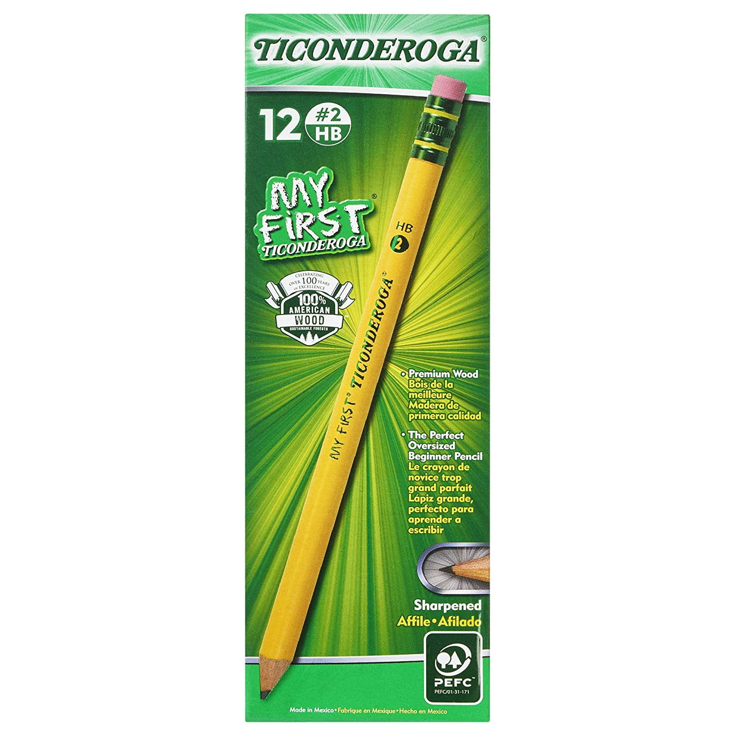 Pre-Sharpened with Eraser Yellow Wood-Cased #2 HB Soft 2-Pack My First Pencils 
