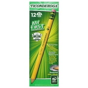 My First Pencils, Wood-Cased #<br>2 HB Soft, Pre-Sharpened with <br>Eraser, Yellow, 12-Pack (33312<br>), Large size diameter (13/32)<br> is ideal for children in the <br>early.., By Ticonderoga<br>