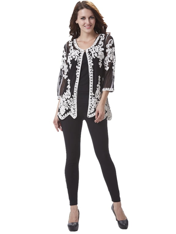 3/4 Sleeve Soutache Mesh Jacket Women's