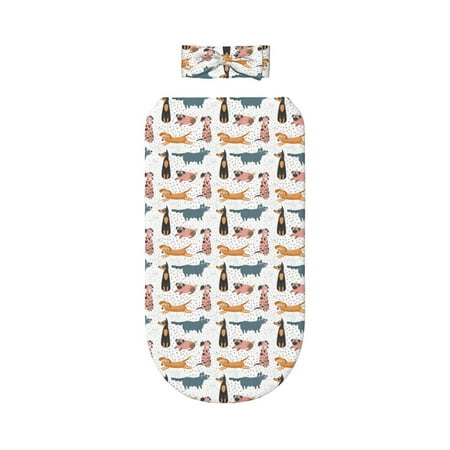 

Lafuoo Dogs Pug Pattern 0-6 Months Newborn Swaddle Bag Headband Set for Girls Clothes Baby Care Products