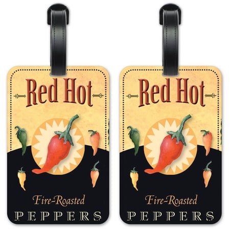 Red Hot Peppers - Luggage ID Tags / Suitcase Identification Cards - Set of 2