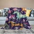 thumbnail image 2 of HENGT Horse Throw Blanket Super Soft Warm Pink Floral Horse Blanket for Girls Kids, Cozy Plush Fleece Farm Animal Horse Gifts Bedding Blanket for Women Bed Couch Sofa, 2 of 6