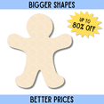 thumbnail image 2 of Bigger Better | Unfinished Wood Gingerbread Man Shape |  DIY Craft Cutout 33" / 1/2", 2 of 3