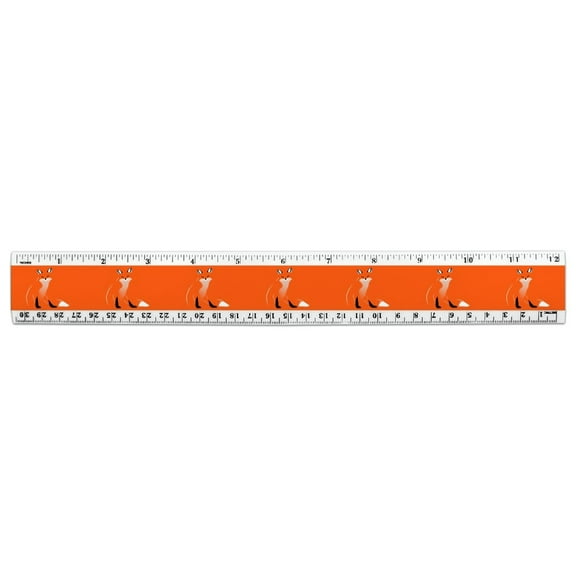 Stylish Red Foxy Fox 12 Inch Standard and Metric Plastic Ruler