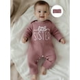 thumbnail image 5 of BemeyourBBs Newborn Baby Girl Little Sister Outfit Letter Embroidered Romper Jumpsuit and Headband 2 Pcs Clothes Set, 5 of 9