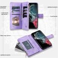 thumbnail image 3 of Jiahe Cover for Samsung Galaxy A34 5G, Wallet Case with Card Holder and Crossbody Lanyard, Flip Leather Flower Pattern Magnetic Closure Zipper Pocket Case Kickstand Shockproof Cover, purple, 3 of 5