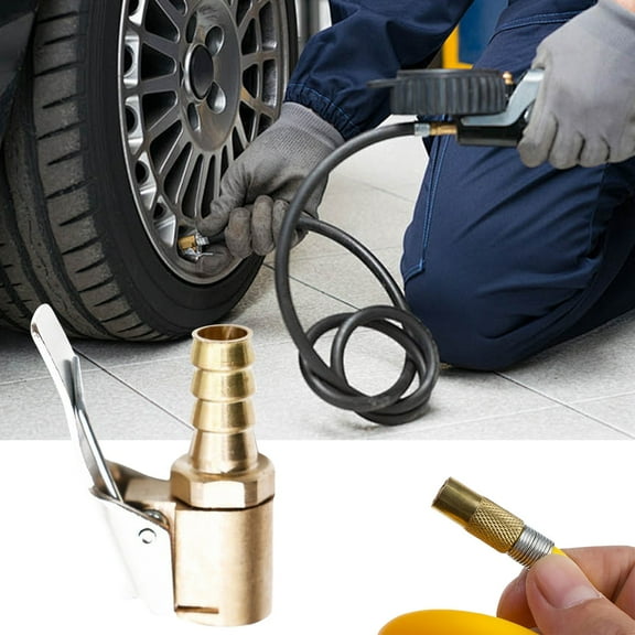 Staron 2 PCS Brass Locking Tire Air Chuck with Clip Adapter (6mm), Tire Inflator Nozzle Adapter Connect for Vehicle Inflator Compressor Pump Connect Accessories Tool
