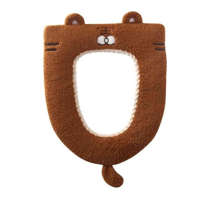 Household Thickened Easy To Use Multicolor Keep Warm Toilet Seat Washable Toilet Mat COFFEE