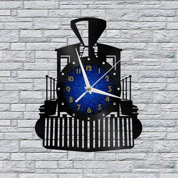 Vintage Train 3 12 Inch Vinyl Record Wall Clock - Silent, Creative, and Unique Clock for Living Room, Entryway, or Bedroom Decor - Perfect Gift Idea(12 inchs B without LED)