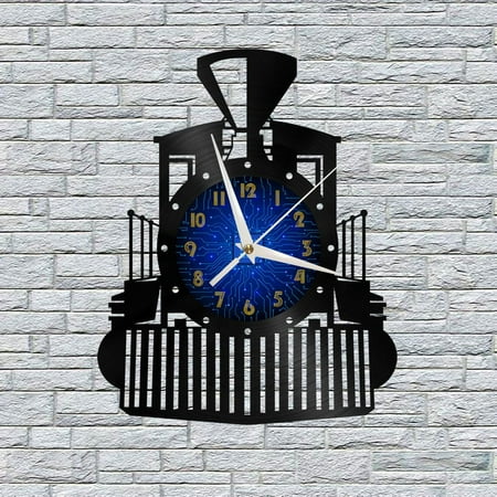 Vintage Train 3 12 Inch Vinyl Record Wall Clock - Silent, Creative, and Unique Clock for Living Room, Entryway, or Bedroom Decor - Perfect Gift Idea(12 inchs B without LED)