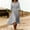 Gray, variant on Women's Cotton Linen Blend Midi Dress Round Neck 3/4 Sleeve Solid Color Casual A-Line Dress with Back Zipper for Spring Summer Blue XL(XL)