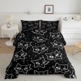 thumbnail image 2 of Manfei Spooky Star Cat Full Size Comforter Sets, Dotted Galaxy Bedding Comforter Set, Black White, Black Reversible, 3pcs, 1 Comforter and 2 Pillowcases, 2 of 7