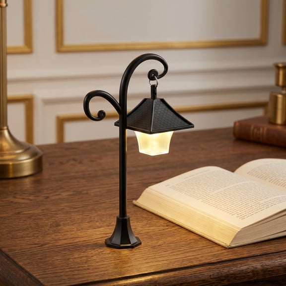 HAMPPLIES 4-Pack Dollhouse Lamp Post Lights with Built-in LED for Realistic Nighttime Ambiance and Miniature Scene Decoration