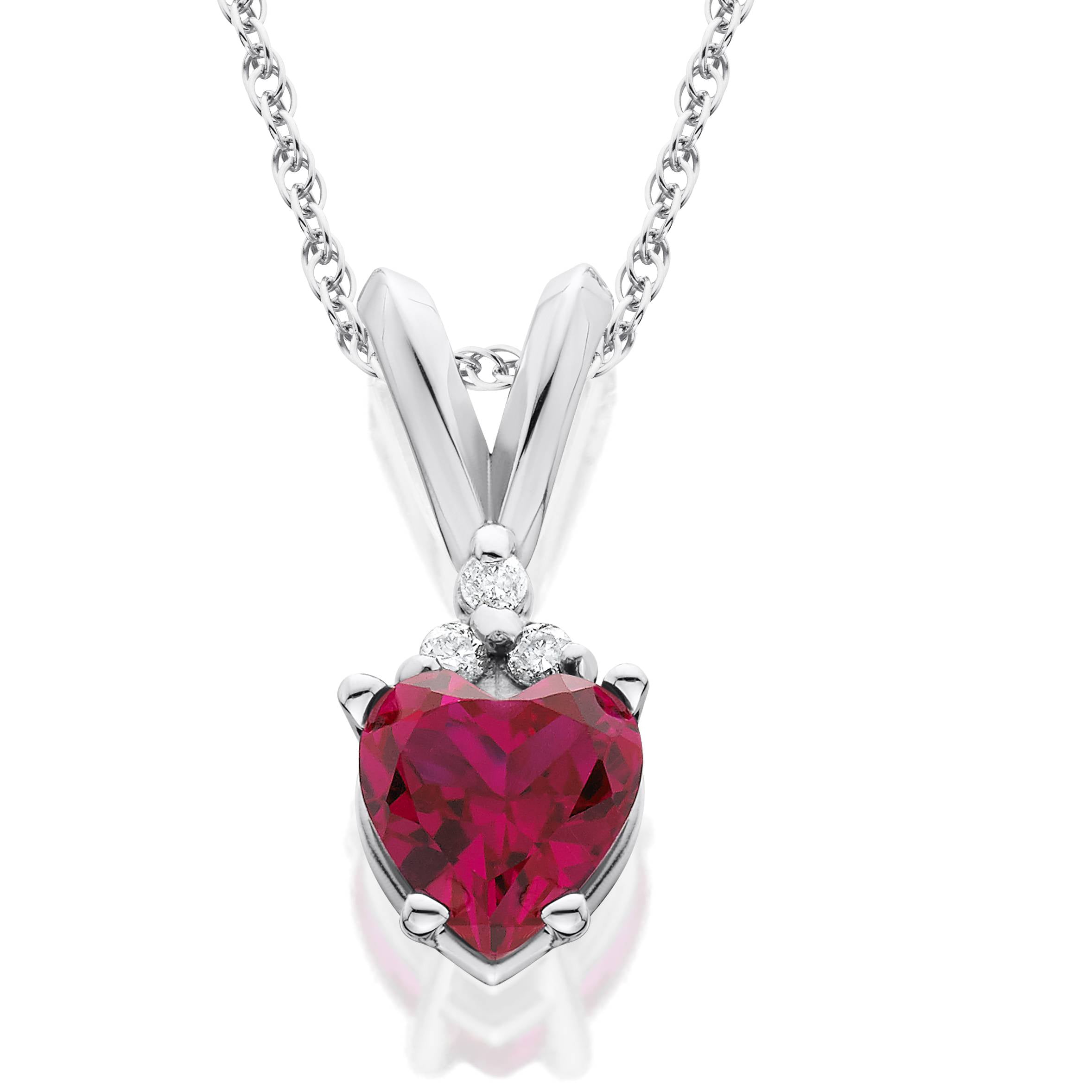 1/2ct Diamond & Ruby Heart Pendant 14K White Gold | Walmart Canada