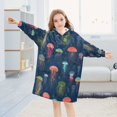 thumbnail image 5 of FORMRS Wearable Blanket Hoodie with Sleeves for Kids Cozy Flannel Sweatshirt, Cartoon Jellyfish Pattern, 5 of 7
