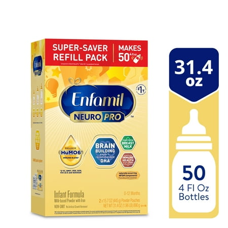 Enfamil NeuroPro Baby Formula, Brain Building Duo DHA & MFGM, Infant Formula Powder, 31.4 Oz